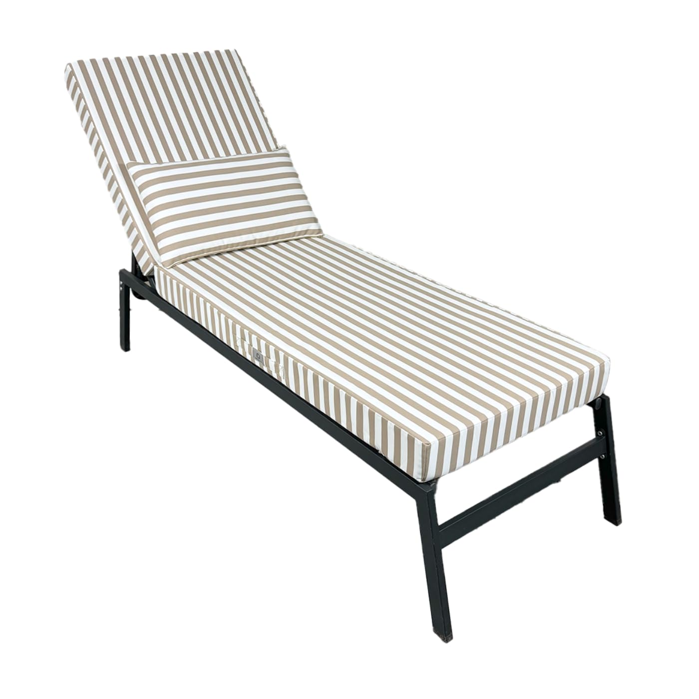 DÉCO Arts Colchoneta Tumbona 190x60x10 cm con Reposacabezas — Cojín Tumbona Desenfundable Repelente al Agua Anti-UV — Tela 270 g/m² Oeko-Tex — Exterior Jardín — A Rayas Beige