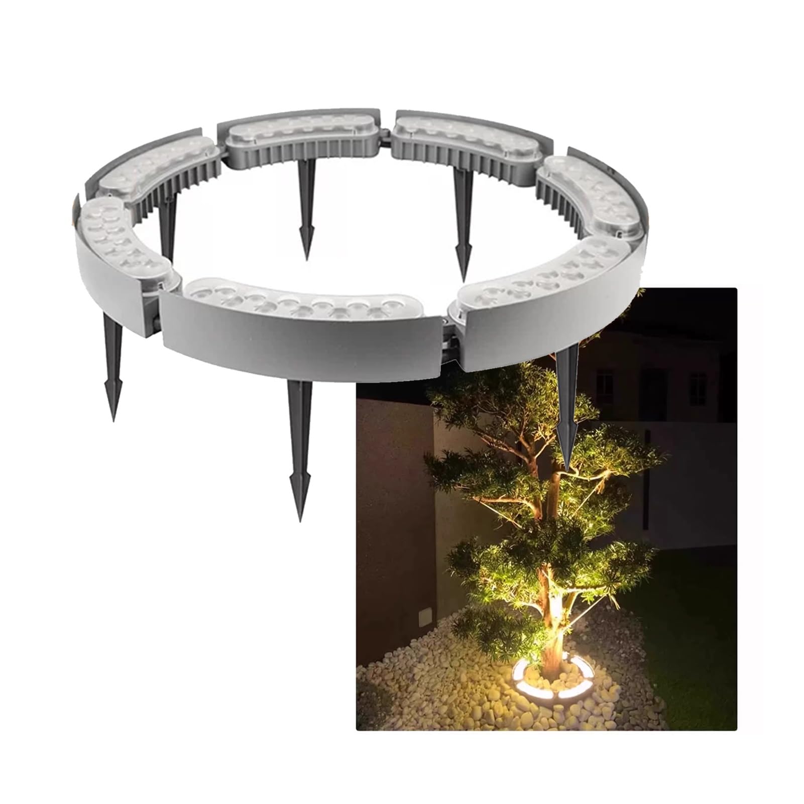 Niederspannungs-24-V-Ring-Baumlicht Für Den Außenbereich, Gartenstraßenbäume, Landschaftsbeleuchtungsstrahler, IP65 Wasserdichte LED-Leuchten Für Weg- Und Palmendekoration(Yellow light,7 lights)