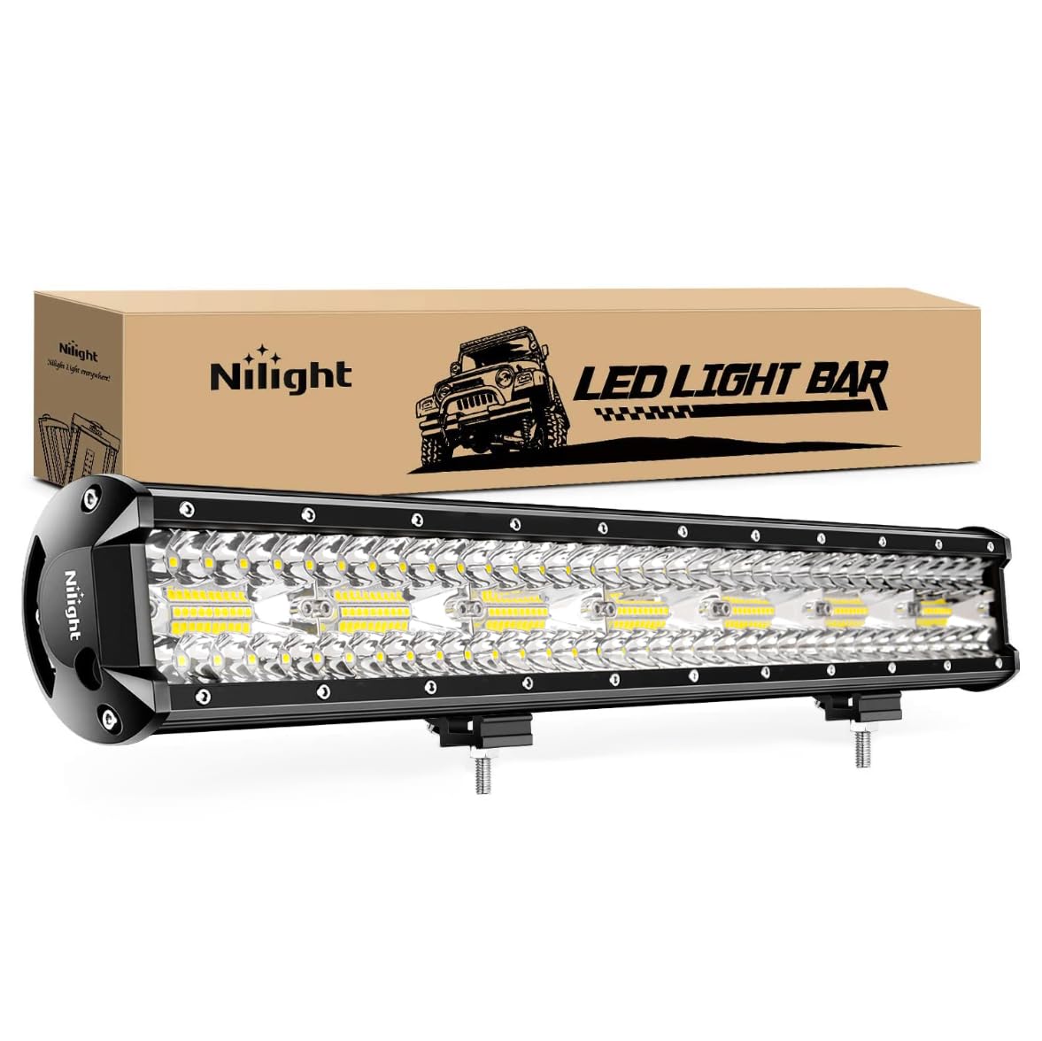 Nilight LED Light Bar 20Inch 420W Flood Spot Combo Triple Row Driving Lamp Roof Bumper Off Road LED Work Lights Pods for Van Camper Wagon Car Pickup Golf Cart ATV UTV SUV Truck Boat 4x4
