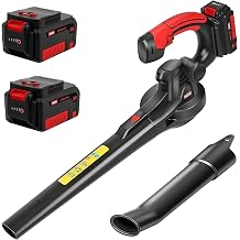 MZK Cordless Leaf Blower, 20V Battery Powered Electric Blower for Lawn Care, Electric Lightweight Leaf Blower for Blowing Leaves, Patio Cleaning and Dust(2 * 4Ah Battery &amp; Charger Included), LF40D13
