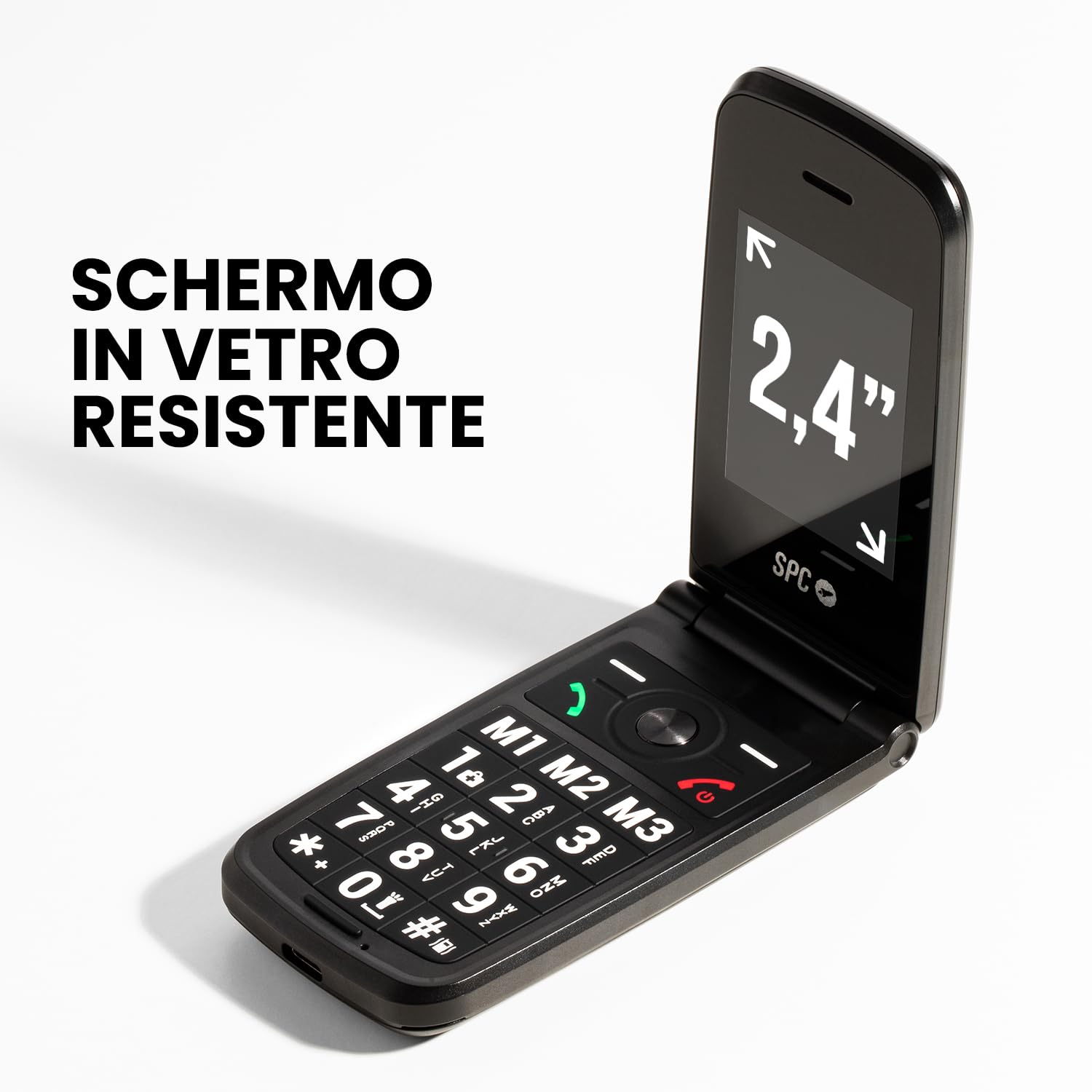 SPC TITAN 2 - Cellulare senior, tasti grandi, 4G, Nero | Suoneria 105dB, display da 2,4 pollici, grande batteria, 3 tasti di memoria diretta, facile e configurazione a distanza