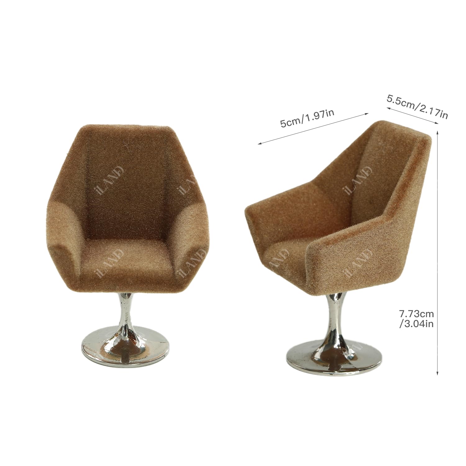 iLAND Dollhouse Furniture and Accessories Set, Miniature Swivel Chair & Carpet Modern for Dollhouse Livingroom (Khaki)