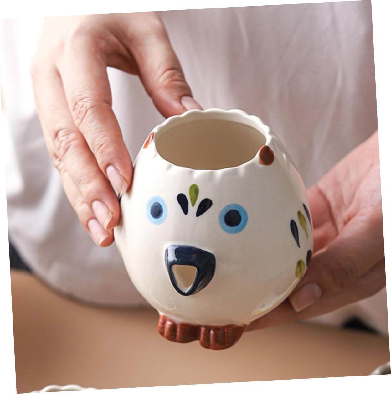 Generic Ceramic Egg Yolk Separator Kitchen Egg White Divider Tool for Cooking and Baking Use Hand-painted Owl Design for Home Cooking Enthusiasts