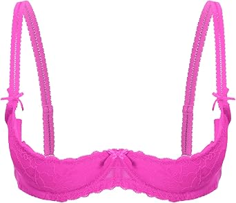 Womens Sexy 1/2 Cup Sheer Lace Bra Push Up Underwired Sponge Padded Bralette Bra Tops