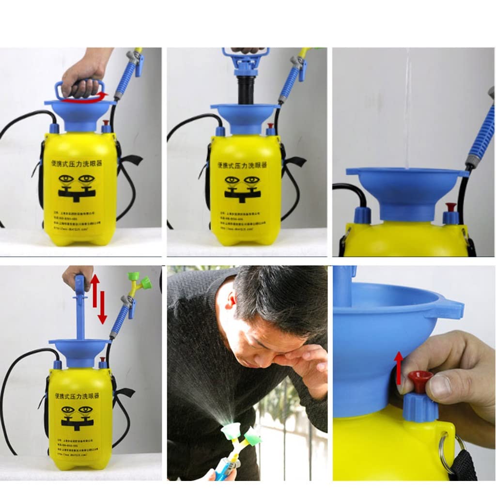 BBGS Portatile Lavaocchi di Emergenza, 5L Plastica Antisettico Dispositivo Lavaggio Occhi per Magazzino del Laboratorio