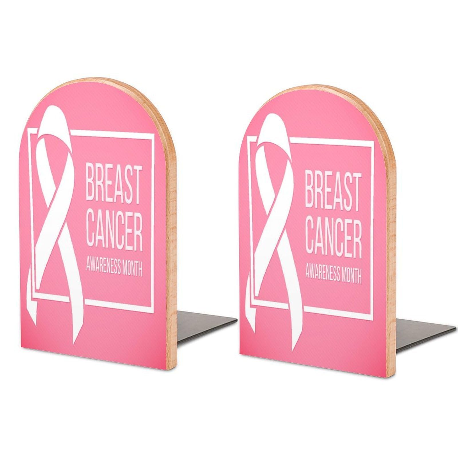 Ribbon Awareness Breast Cancer Book Ends for Shelves Bookends Bookshelf Holder Stand Books Stopper Home Office Decor