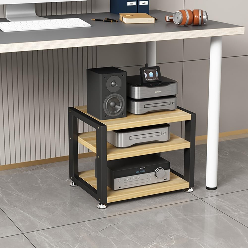 AV-MA - Supporto a 4 ripiani, in legno di noce, supporto per cuffie HiFi, amplificatore e lettore CD, soluzione di archiviazione compatta (L40 cm) per audiofili