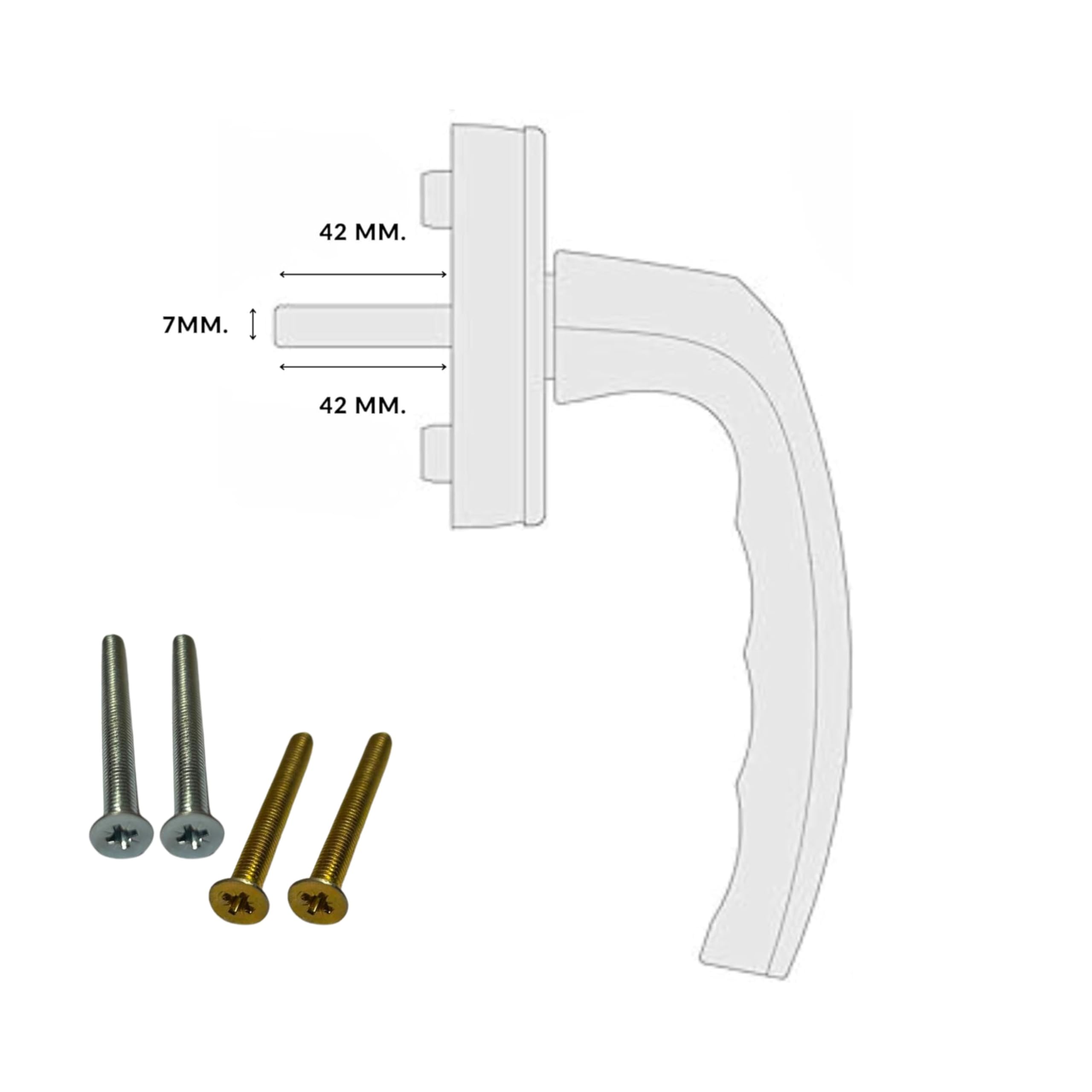 bricoleva.it White Modern Round Stainless Steel Window Handle with Right 90 Degree Opening - Image 3