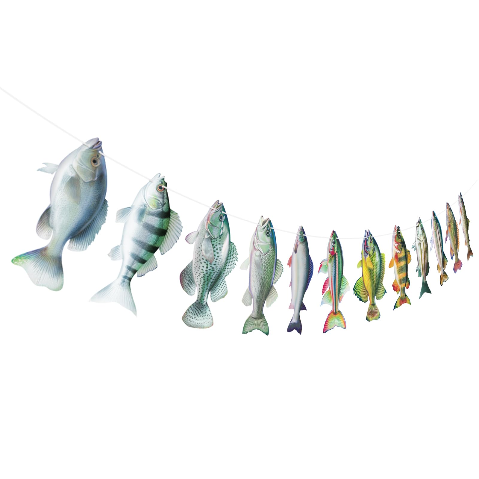Hooqict Gone Fishing Hanging Banner Garland Fish Birthday Party Banner for Happy Birthday Decorations Fishing Theme Party Supplies Under The Sea Baby Shower Fathers Day Decorations