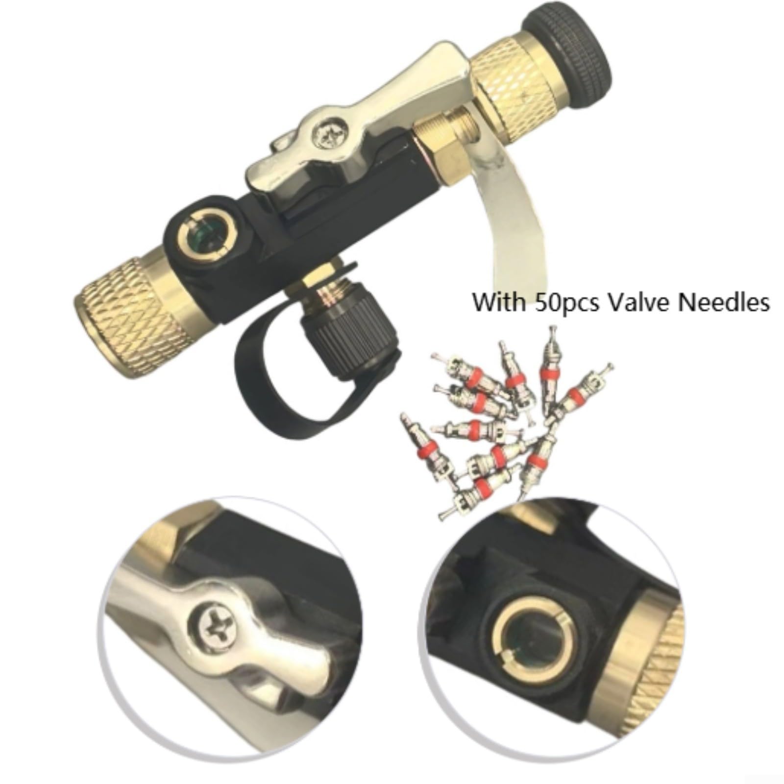 Kupferlegierung Dual Valve Core Removal Tool für R22 Systeme, inklusive Schauglas und 50 Ventilnadeln, magnetisches AC Reparaturset