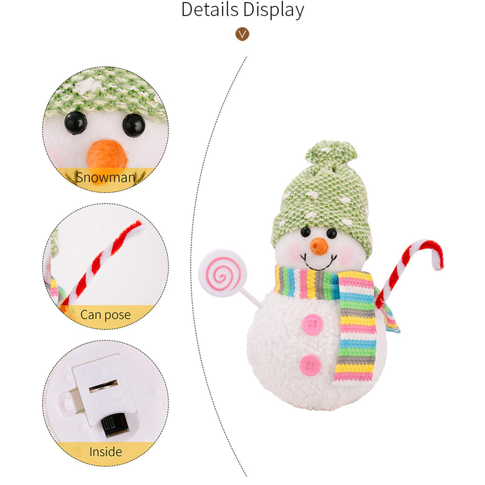 Juego de 3 figuras de muñeco de nieve LED para decoración navideña