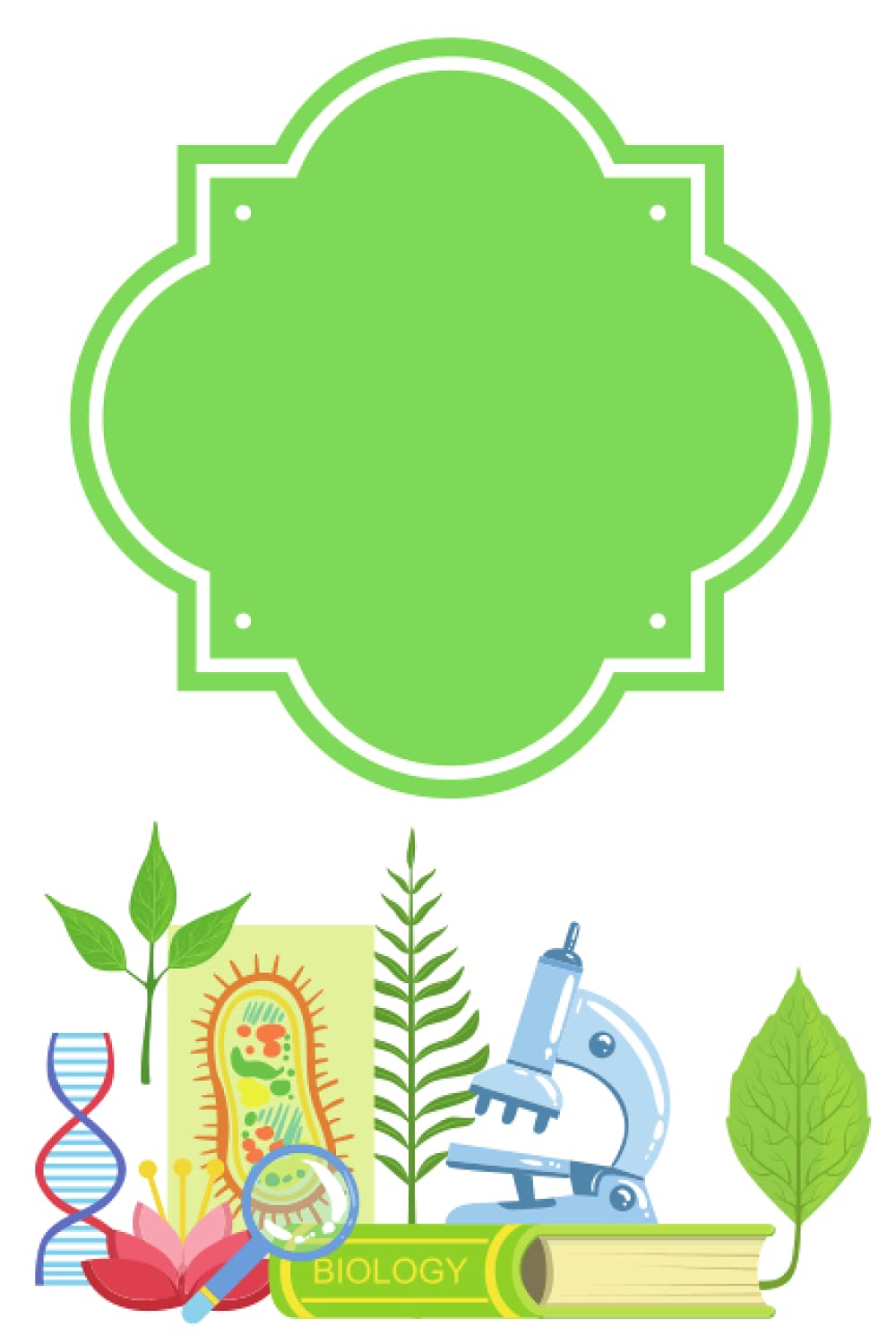 'Biology' Design Blank Exercise Book - Name Tag Front Cover - Lined Lesson Pages, 120 Pages - Learning Educational Resource Materials