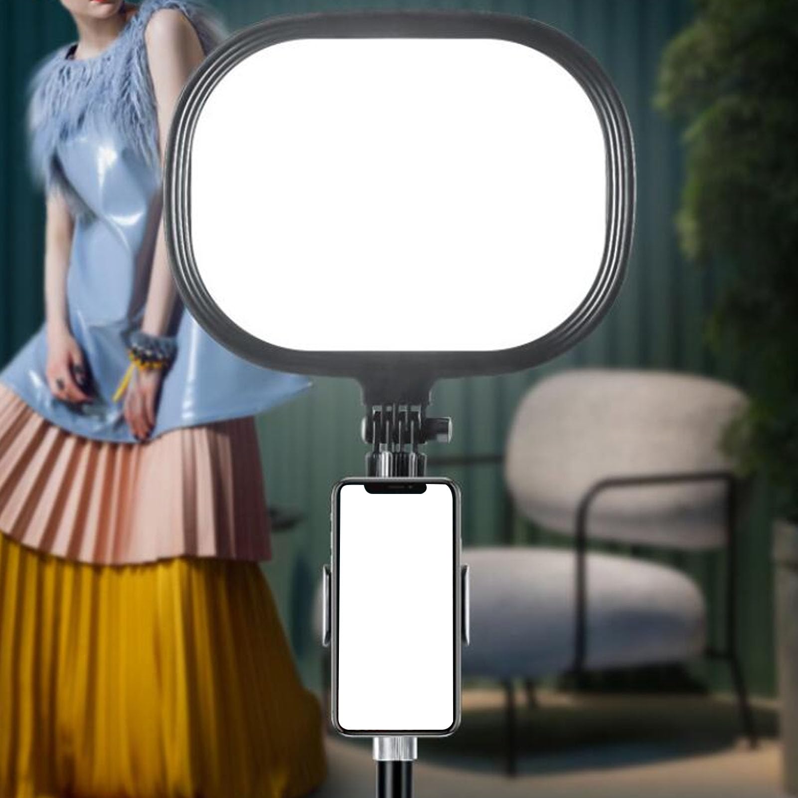 Cryfokt Kit di Illuminazione per Videoconferenze da Tavolo con Design a Luce Morbida e Supporto per Telefono per Videochiamate e Trucco con Zoom
