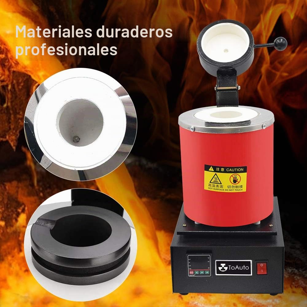 TOAUTO horno de fusión de oro de 3 kg, aluminio 110 V horno de fundición de refinado, Stock estadounidense