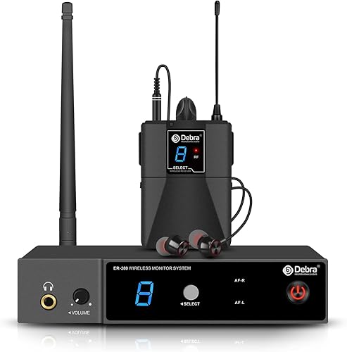 D Debra Sistema de monitor inalámbrico en oído ER-280 UHF Profesional IEM Transmisor y receptor con auriculares, para escenario, banda, estudio de
