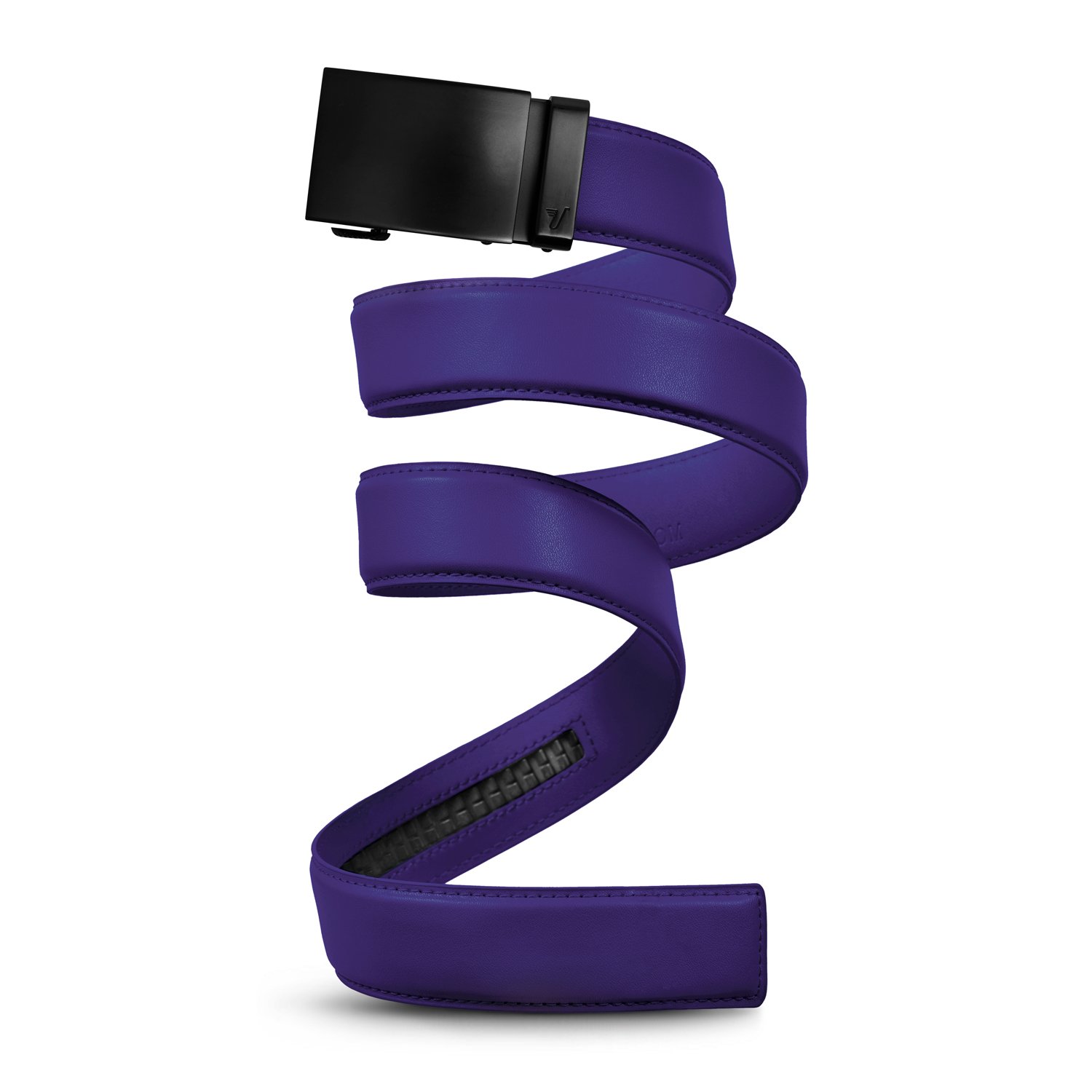 Mission Belt Men's Swat Black Buckle & Purple Leather Ratchet Leather Belt - No Holes, 40Mm, Unobtainium - Swat Black Buckle/Purple Leather Strap, Medium (33-35)