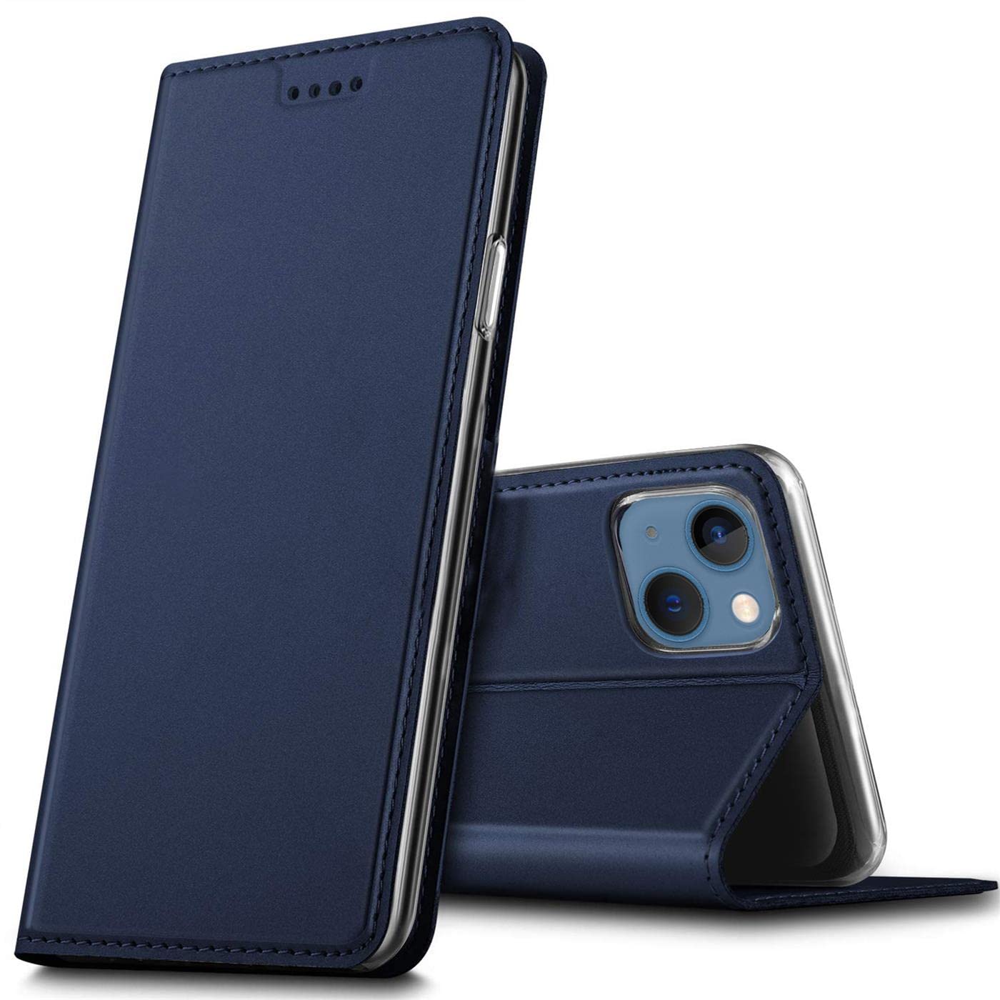 Verco Case compatible with iPhone 13, Flip Wallet Cover with Magnetic Closure for iPhone 13 Phone Case - blue