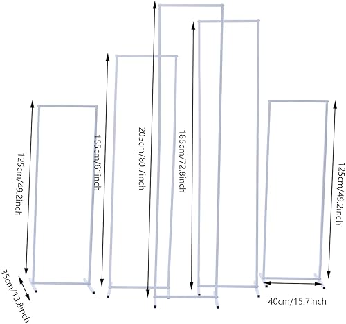 Miniatura 4 de Fecoi - Juego de 5 arcos de boda de metal, soportes de flores blancas, soporte de telón de fondo para boda, fiesta, celemonia, novia, decoración