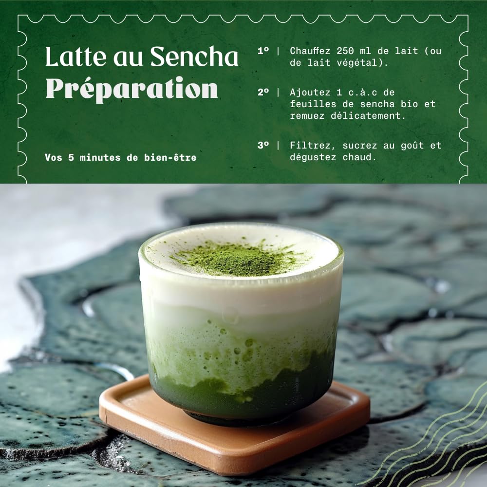 NaturaleBio Thé vert Sencha Japonais Bio - Upper grade - de 200g. Bio, Naturel et Pur, Thé vert en vrac de première récolte cultivée au Japon. Organic Japanese Sencha Green Tea.