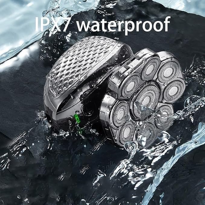 Electric Shavers for Men, 6 in 1 Men's Bald Head Electric Shaver 9 Blades Floating Heads Beard Nose Ear Hair Trimmer Clipper Facial Brush Rechargeable Razor