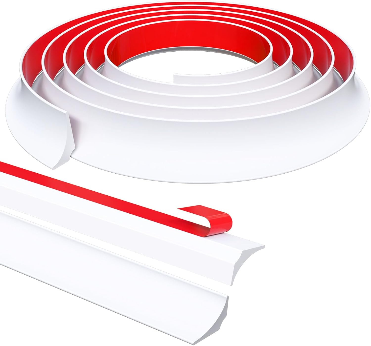 Raycity118" Shower Threshold Water Dam Barrier, White Shower Water Blocker Door Bottom Seal Stopper Bathroom and Kitchen Shower Corner Water Guard for Dry And Wet Separation Caulk Seal Strip Edge Trim