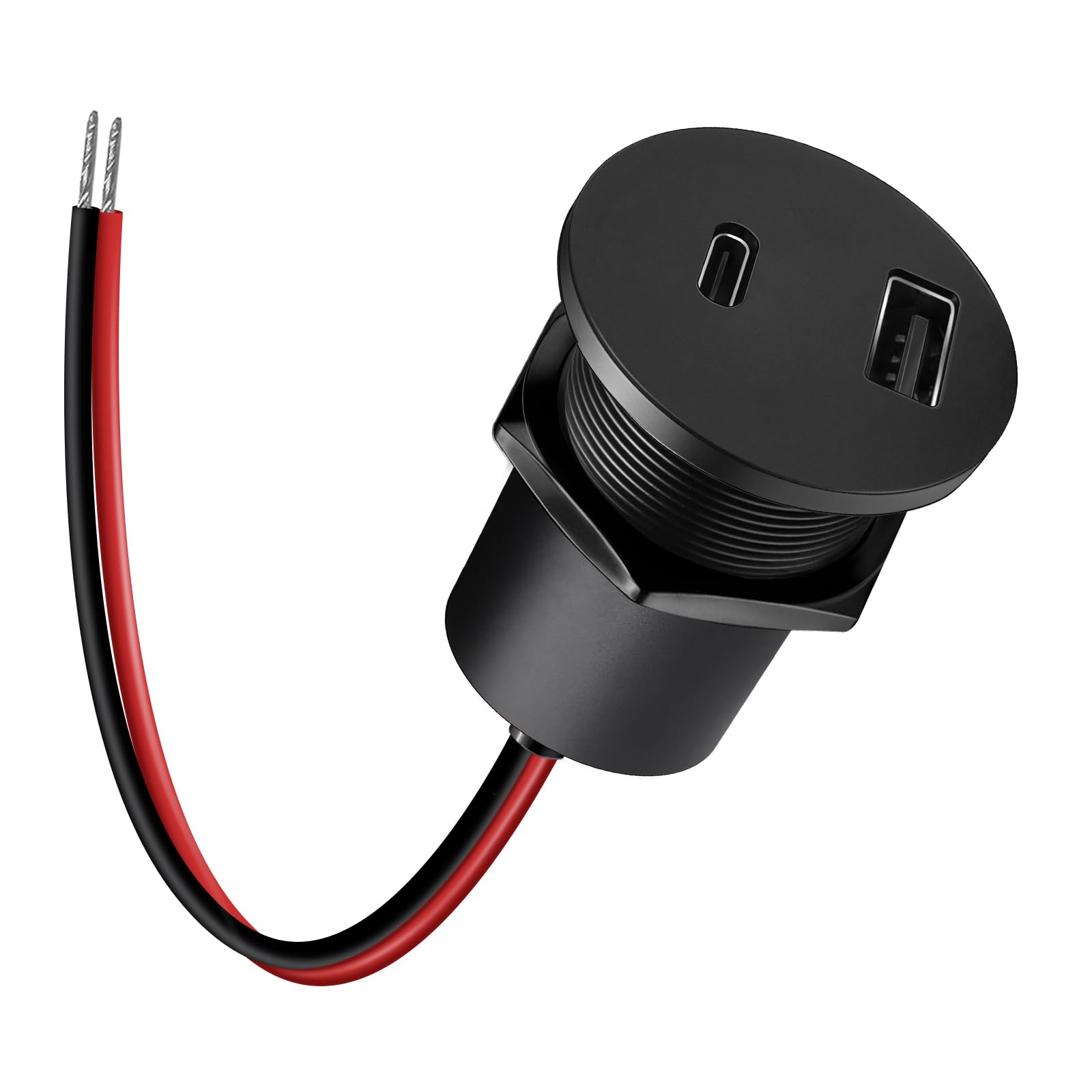 acegoo Toma USB 12V Camper Aluminio USB C Cargador de Coche, Doble Puerto de Carga Rápida PD3.0 y QC3.0 para Autocaravana Barco Marino Camión Autobús
