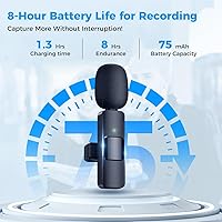 Vista 3 de Moman Micrófono Lavalier inalámbrico para iPhone, micrófono con clip para grabación de video, entrevista, podcast, vlog, YouTube, micrófono