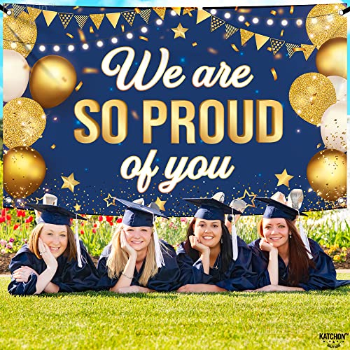 Image of KatchOn, Blue We are So Proud of You Banner - XtraLarge, 72x44 Inch | Graduation Banner Congratulations Banner for Congratulations Decorations | Grad Backdrop for Graduation Decorations 2026