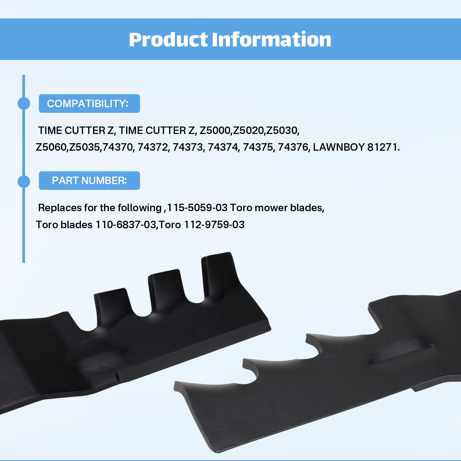 SuperDi Paquete de 3 cuchillas para cortacésped Toro Timecutter 112-9759-03 110-6837-03