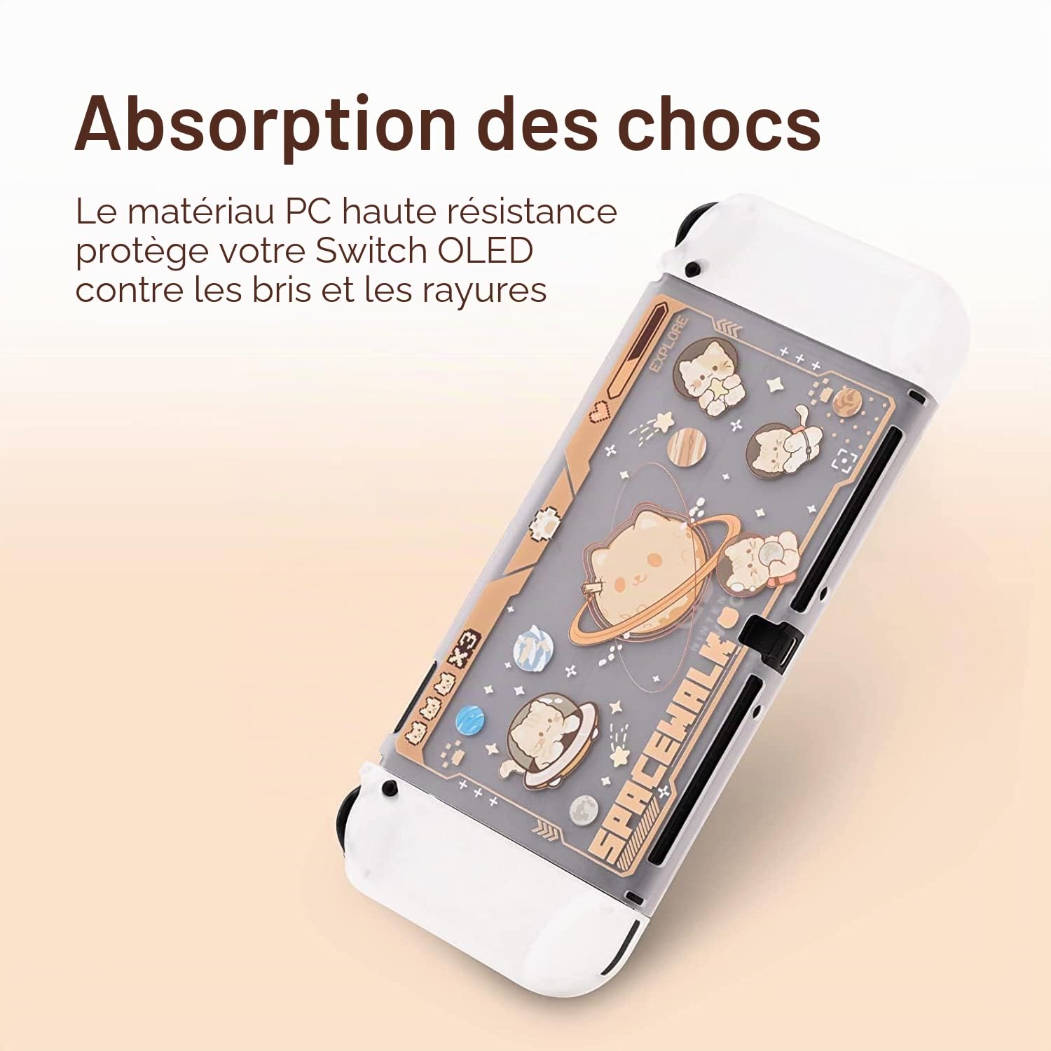 GeekShare Étui de Protection Fin Compatible avec Nintendo Switch OLED et Joy Con - Absorption des Chocs et Anti-Rayures - Space Cat