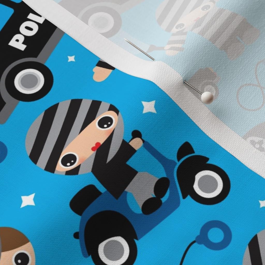 Spoonflower Fabric - Theme Car Boy Kids Cops Printed on Petal Signature Cotton Fabric Fat Quarter - Sewing Quilting Apparel Crafts Decor