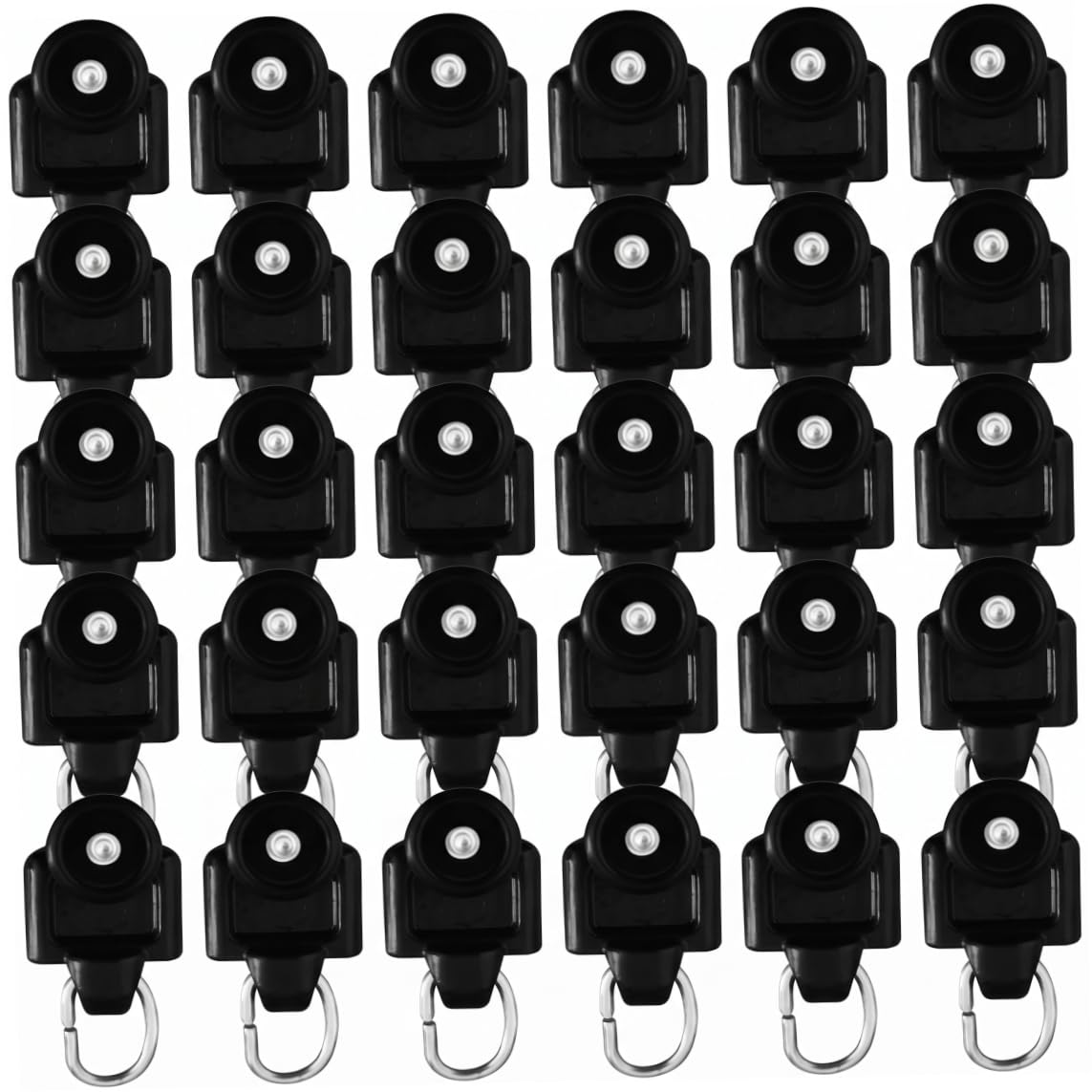 Xoeryoy 30pcs Curtain Track Rollers And Curtain Track Hooks - Compatible With Straight & Curved Tracks, Replacement Accessories Black