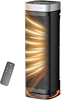 WINHL 1500W PTC Ceramic Space Heater, 17" with Thermostat, Remote, 70° Oscillation, 12H Timer - Fast Safe Heat for Home Office Bedroom