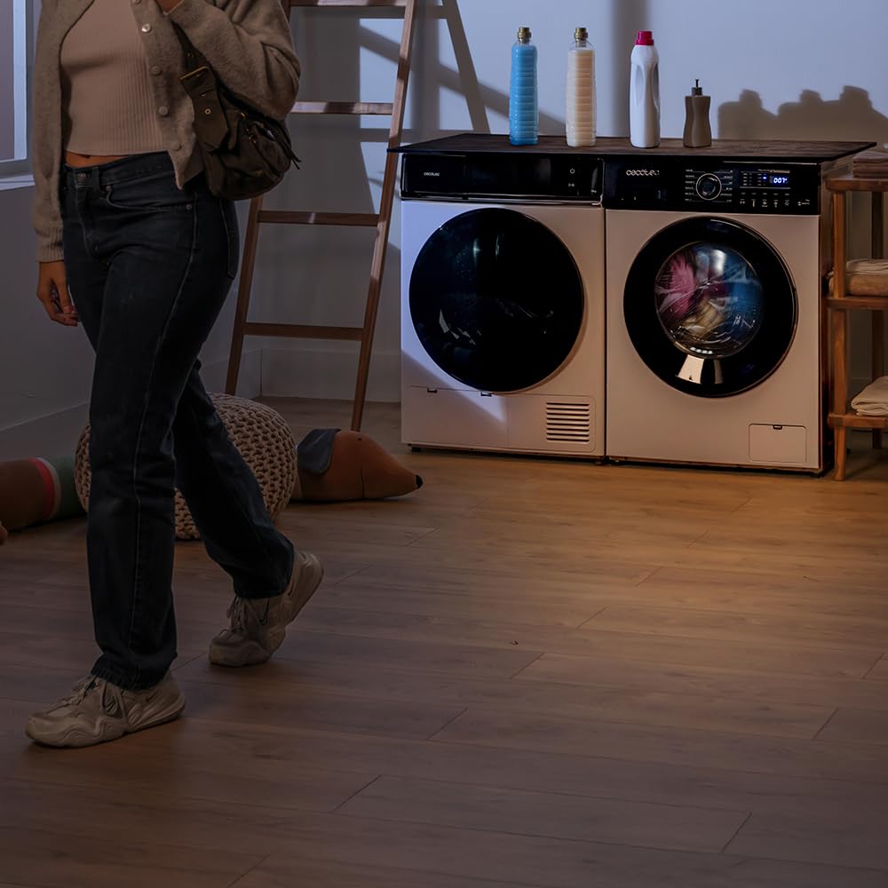 Cecotec Pralka 7 kg Dresscode Bolero ładunek przedni 7150 Inverter A. 7 kg, 1400 obr./min, 12 programów, klasa A, silnik inwerterowy Plus, Steammax, Drum Clean, Delay Start i Child Lock.