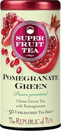 The Republic of Tea SuperFruit Pomegranate Green Tea, Low Caffeine, 50 Ct
