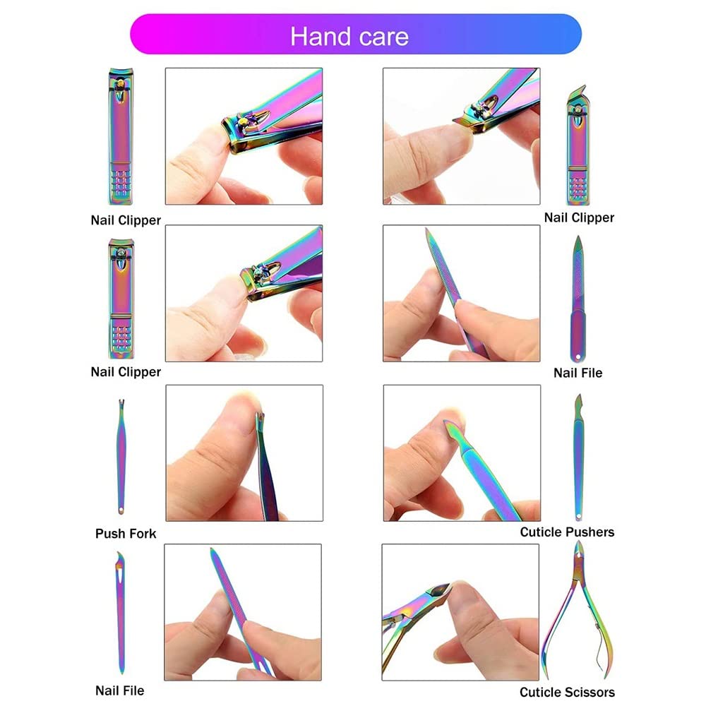 Zestaw do manicure pedicure, 18 profesjonalnych narzędzi do pielęgnacji paznokci, zawiera obcinacz do paznokci i pilnik w stylowym skórzanym etui