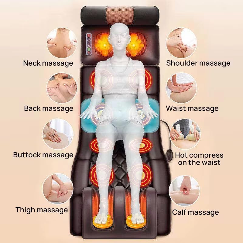 Image of Blynk Electric Foldable Full Body Massage Mattress with Airbag Compression & Vibration, Back Neck Waist & Leg Massager, Multiple Modes & Intensity, for Home & Office Use