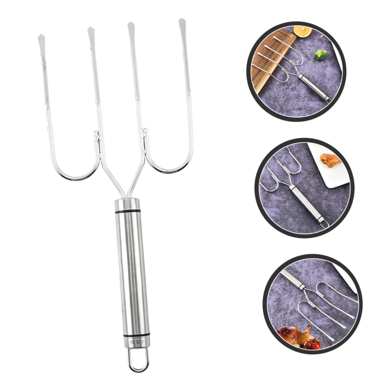 Cabilock Stainless Steel Turkey Roast Fork Barbecue Tool for Outdoor Grilling for Poultry Lifting Camping and Garden Parties Easy to Clean Heat Resistant for Skewers and More
