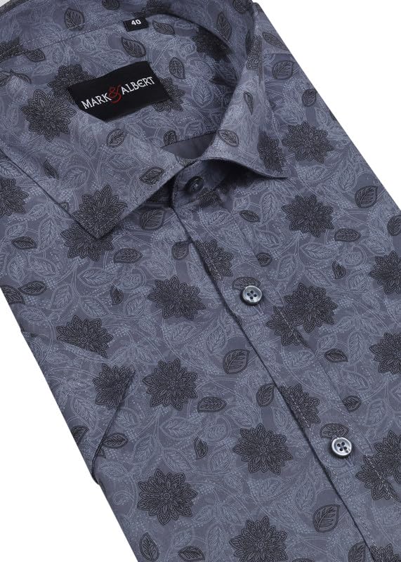 Image of MARK & ALBERT Men's 100% Cotton Printed Half Sleeves Regular Fit Shirt for Men