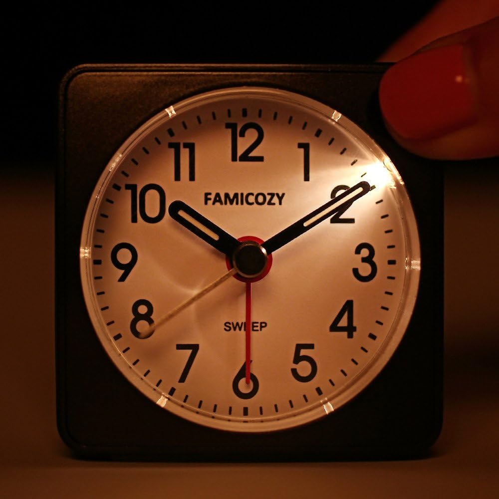 FAMICOZY Mini Size Alarm Clock nightlight in use