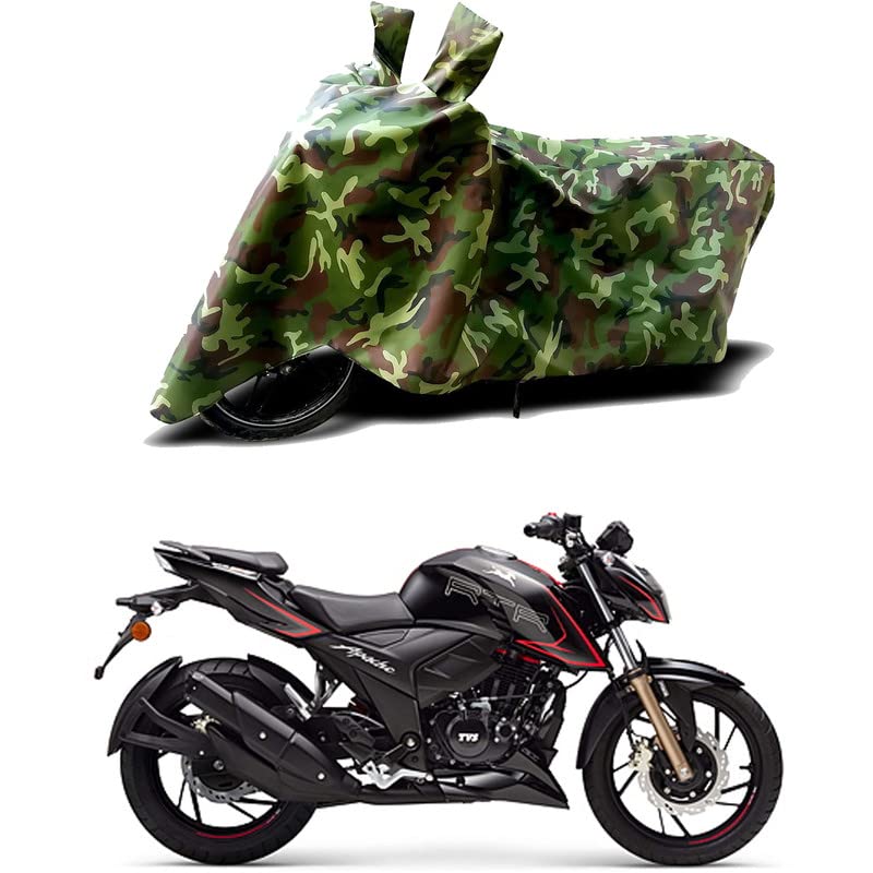 Image of 100% Water Resistant Bike Scooty Two Wheeler Body Cover Compatible for TVS Apache RTR 200 4V ABS /UV-Rays /Heat Protection /Birds Dropping /Scratchproof /Dust Proof /Waterproof /All [Green MJ]