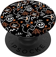 Vista 1 de Ghost Skeleton Pumpkin Witch Hat Cute Halloween Pattern PopSockets Adhesive PopGrip