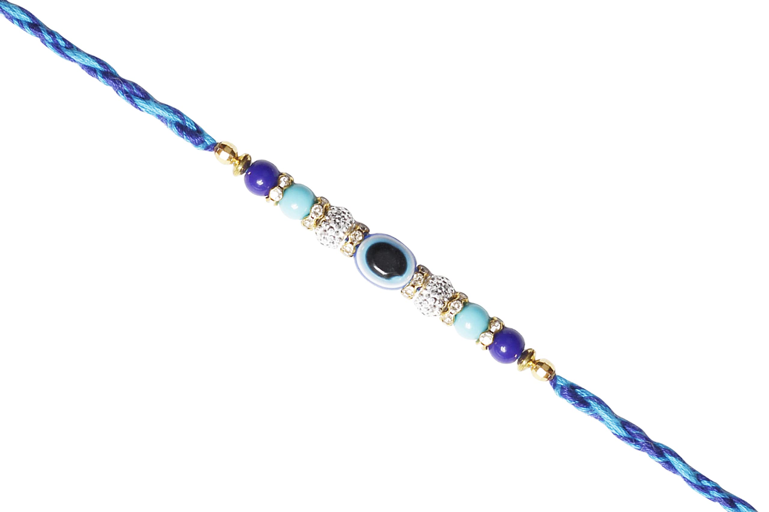 Ruci StoreEvil Eye Charm Rakhee Handicrafted Rakhi for Brother Bhaiya Bhai for Raksha Bandhan Indian Bracelet Beads Rakhi Thread Bhaiya Bhabhi Sister Rakhee