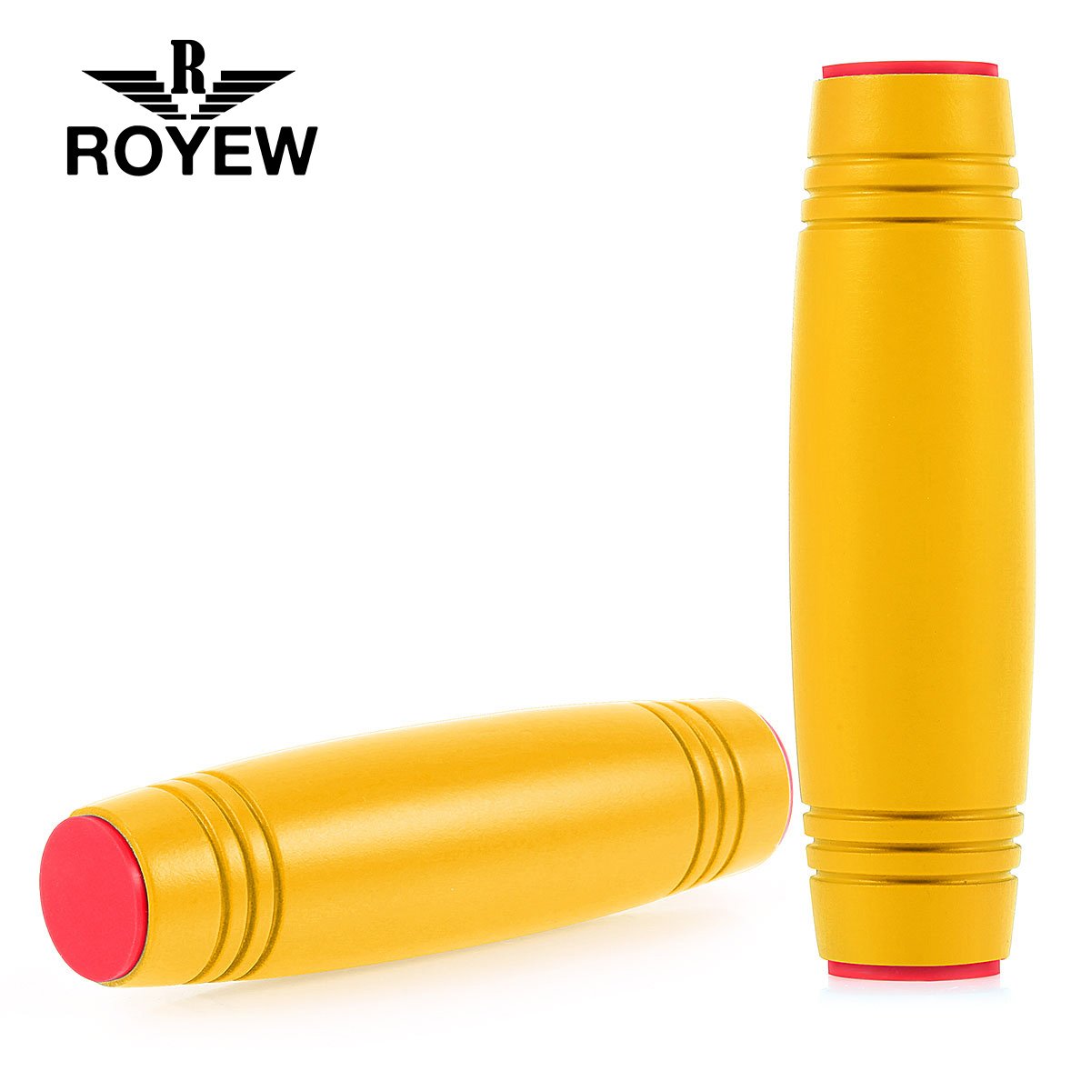 Amazing Desk Toy, ROYEW Spinner Stick Fidget Toy Easy to Flip Roll Made of Beech Desktop Hand Toy Anxiety Release for Office Home Party Class Bar – Yellow