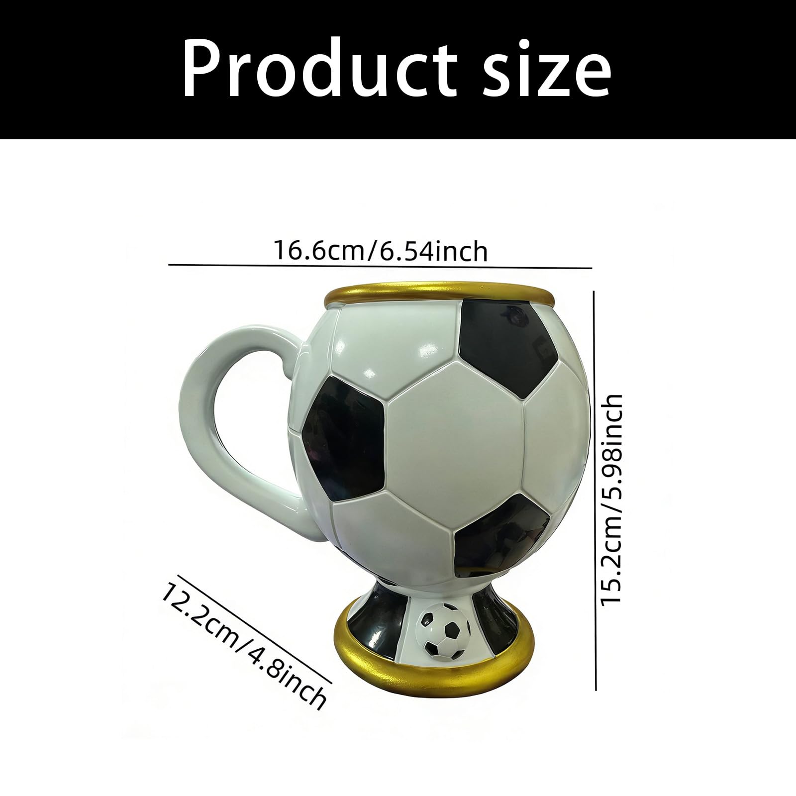 Tazza con Manico ergonomico Disegni Calcio 3D e Strato Interno antiruggine Tazza da caffè Bevande Bicchieri Manico Sportivo ergonomico Tazza in Resina con Acciaio Inossidabile