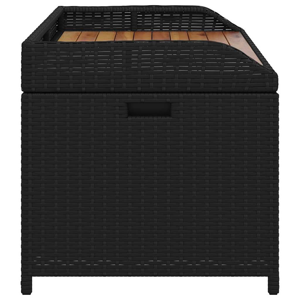 vidaXL Banc de Rangement, Coffre à Jouets, Meuble de Rangement, Organisateur de Jardin Terrasse Patio, Noir Résine Tressée et Bois d'Acacia