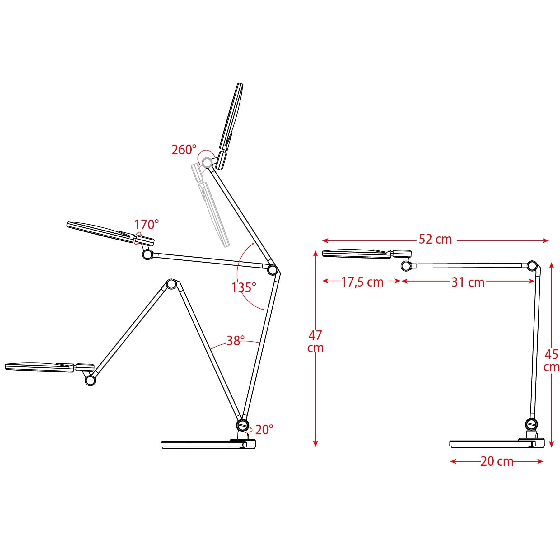 FeinTech LTL00620 - Lampada da scrivania a LED, funzione di ricarica senza fili, ricarica induttiva, senza fili, colore: Argento