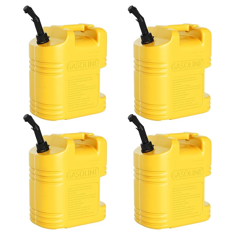Kit com 4 tanques portáteis de transferência de combustível EchoVincio, 20 L, com alça em L, amarelos