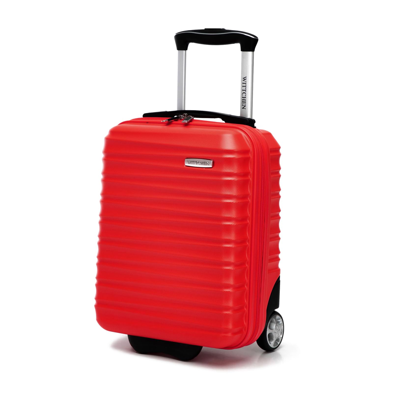 WITTCHEN Kabinenkoffer Universalkoffer Handgepäck Kleinkoffer Hartschalenkoffer ABS 2 Rollen Groove Line | Rot Lufthansa/Eurowings/Ryanair/Condor