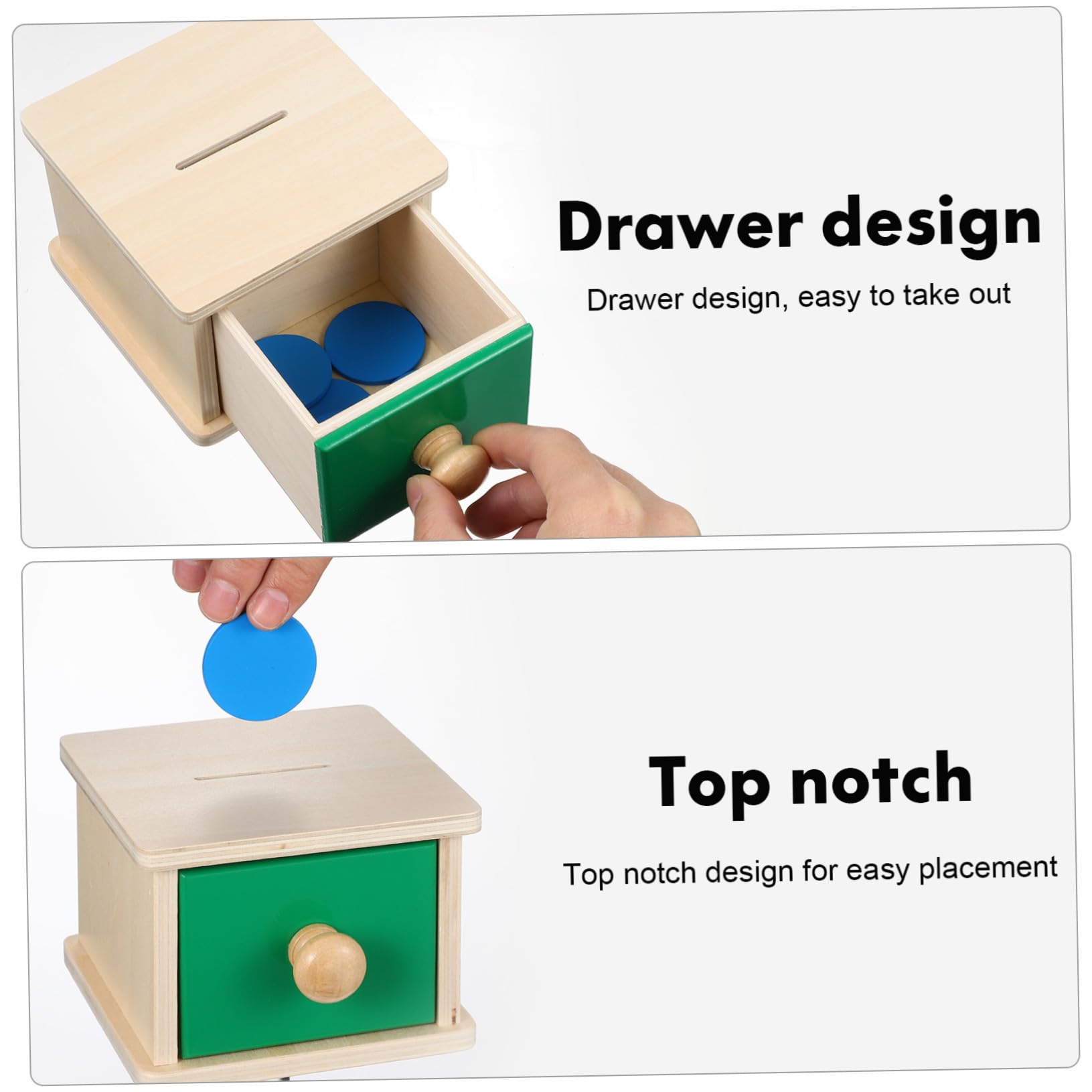 BESTonZON 2juego Panel de Caja de Monedas Cuadrado con Rompecabezas Geométricos de Madera Juguetes Educativos Primera Infancia Clasificación de Bloques de Madera para Bebés
